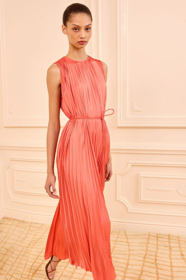 Ulla Johnson Fianna Pleated Midi Dress - Coral Pink