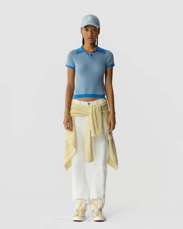 Guest in Residence Pique Shrunken Cashmere Polo Sweater