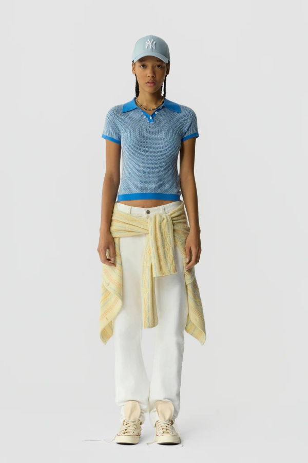 Guest in Residence Pique Shrunken Cashmere Polo Sweater