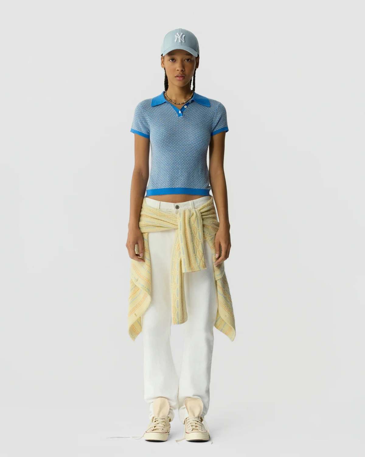 Guest in Residence Pique Shrunken Cashmere Polo Sweater - Image 1 of 5