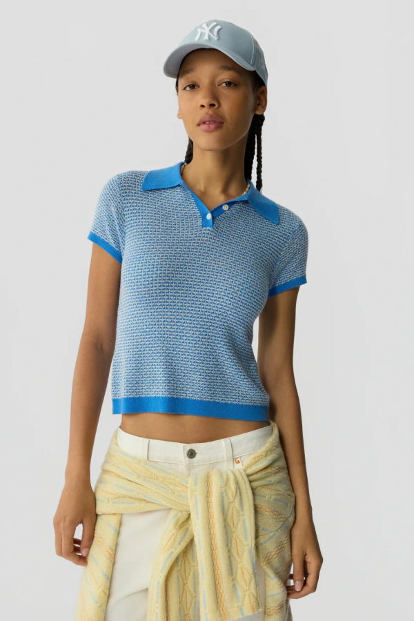 Guest in Residence Pique Shrunken Cashmere Polo Sweater