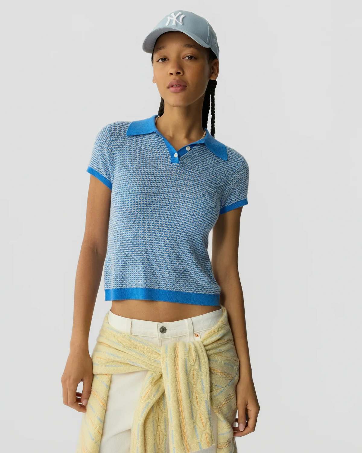 Guest in Residence Pique Shrunken Cashmere Polo Sweater - Image 2 of 5