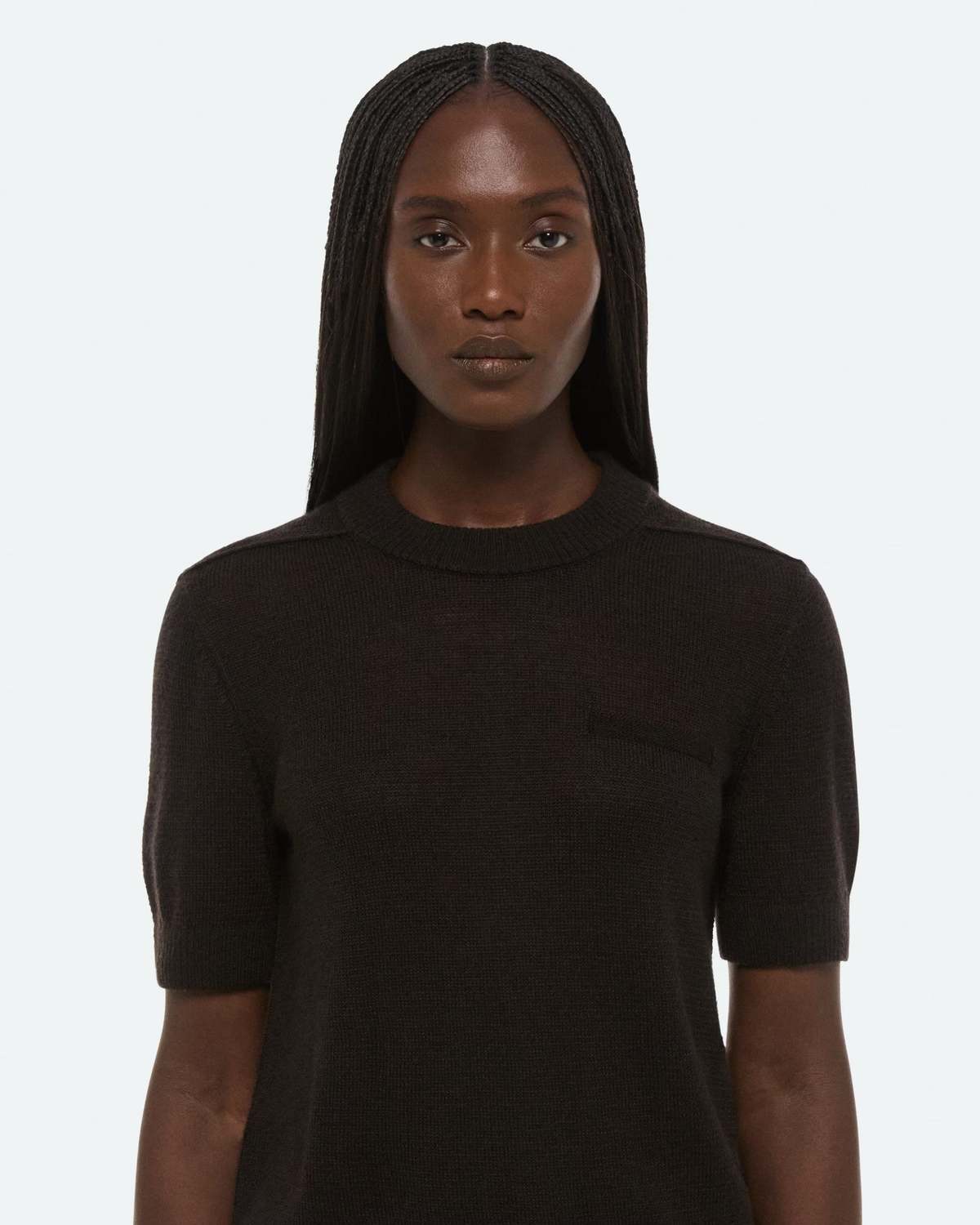 Helmut Lang Sheer Baby Tee Top - Dark Brown - Image 4 of 5