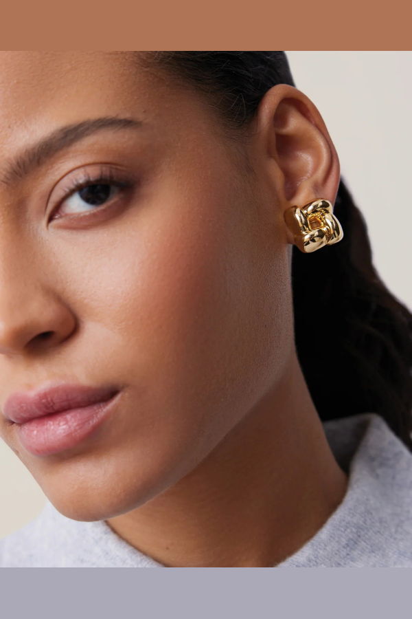 Jenny Bird Small Woven Square Earrings - Silver