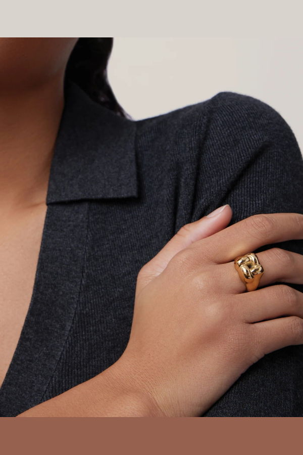 Jenny Bird Woven Square Ring - Gold