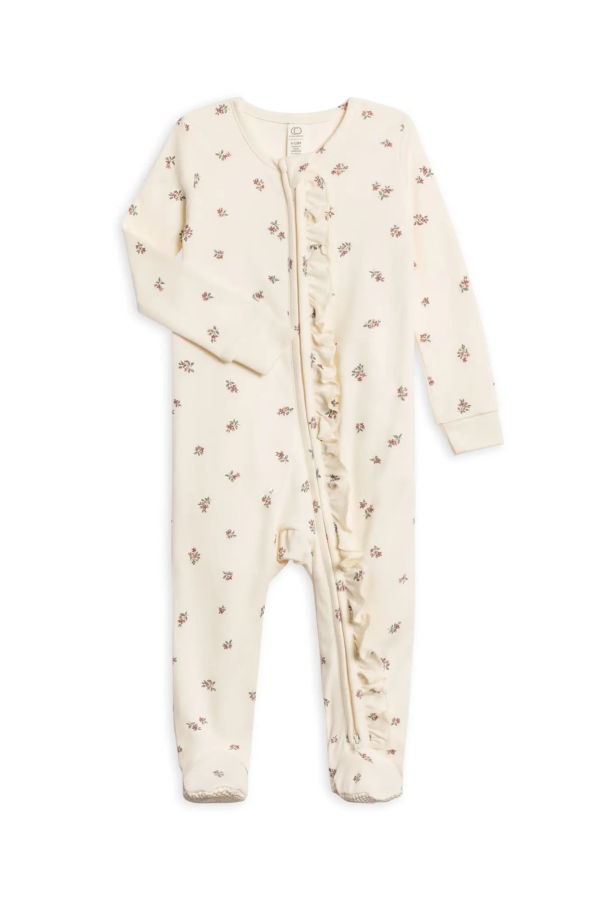 KIDS Colored Organics Neve Ruffle Floral Zipper Sleeper