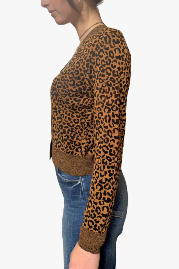 The Great. The Shrunken V Neck Cardigan - Leopard