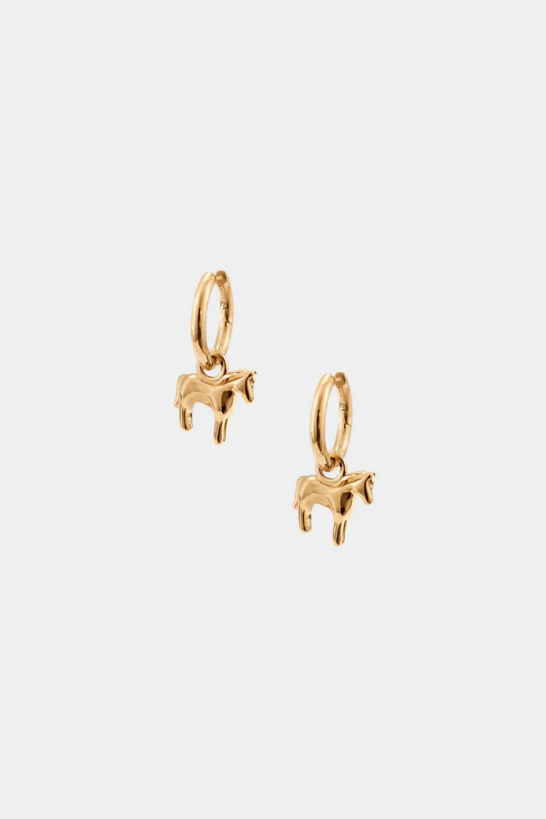 Kara Yoo Gold Lunar Horse Hoops Earrings