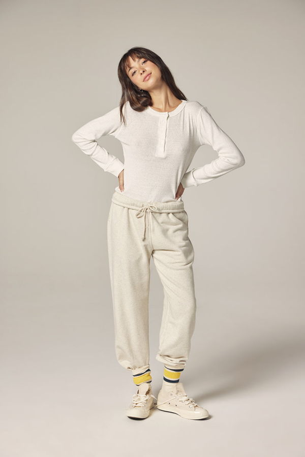 amente Long Sleeve Cotton Henley Top - White