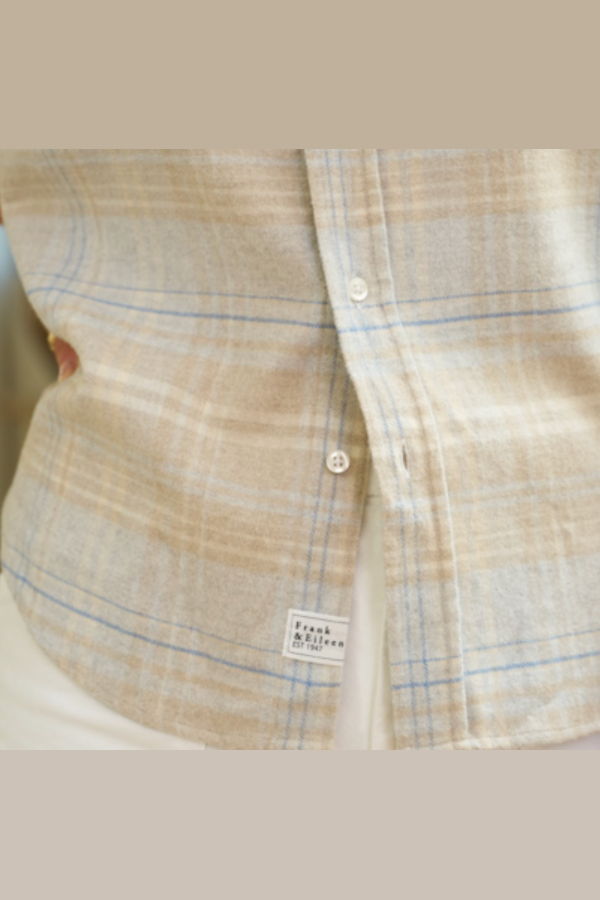 Frank & Eileen Barry Tailored Button-Up Shirt - Sand Blue Plaid