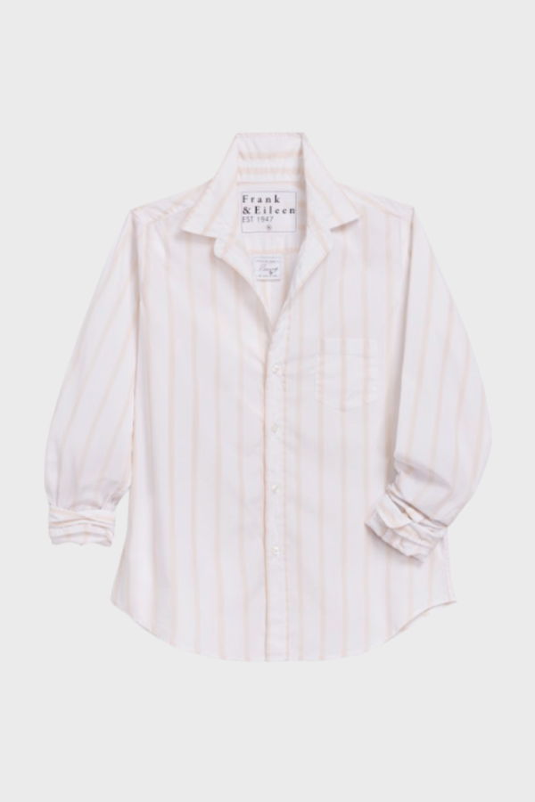 Frank & Eileen Barry Tailored Button-Up Shirt - Tan Stripe