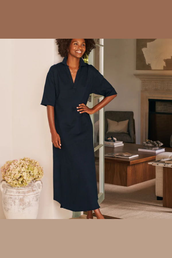 Frank & Eileen Emma Henley Short Sleeve Maxi Dress - British Royal Navy