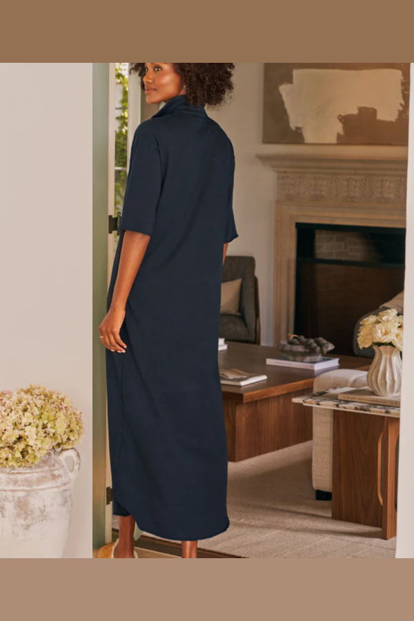 Frank & Eileen Emma Henley Short Sleeve Maxi Dress - British Royal Navy