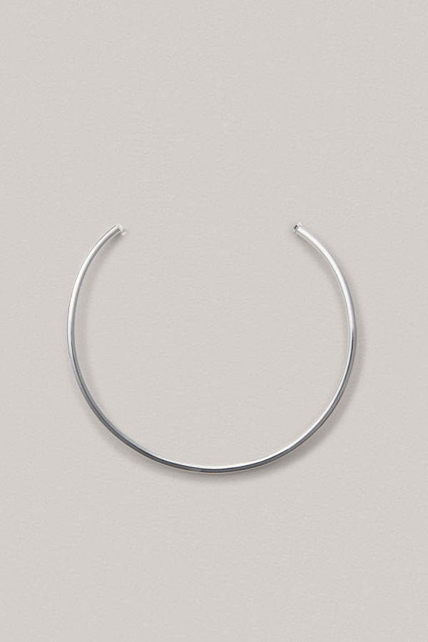 Annika Inez Slim Tube Collar - Silver/Clear Quartz
