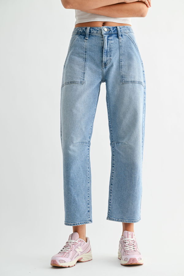 Just Black Denim The Utility Seamed Barrel Jean - Medium Denim