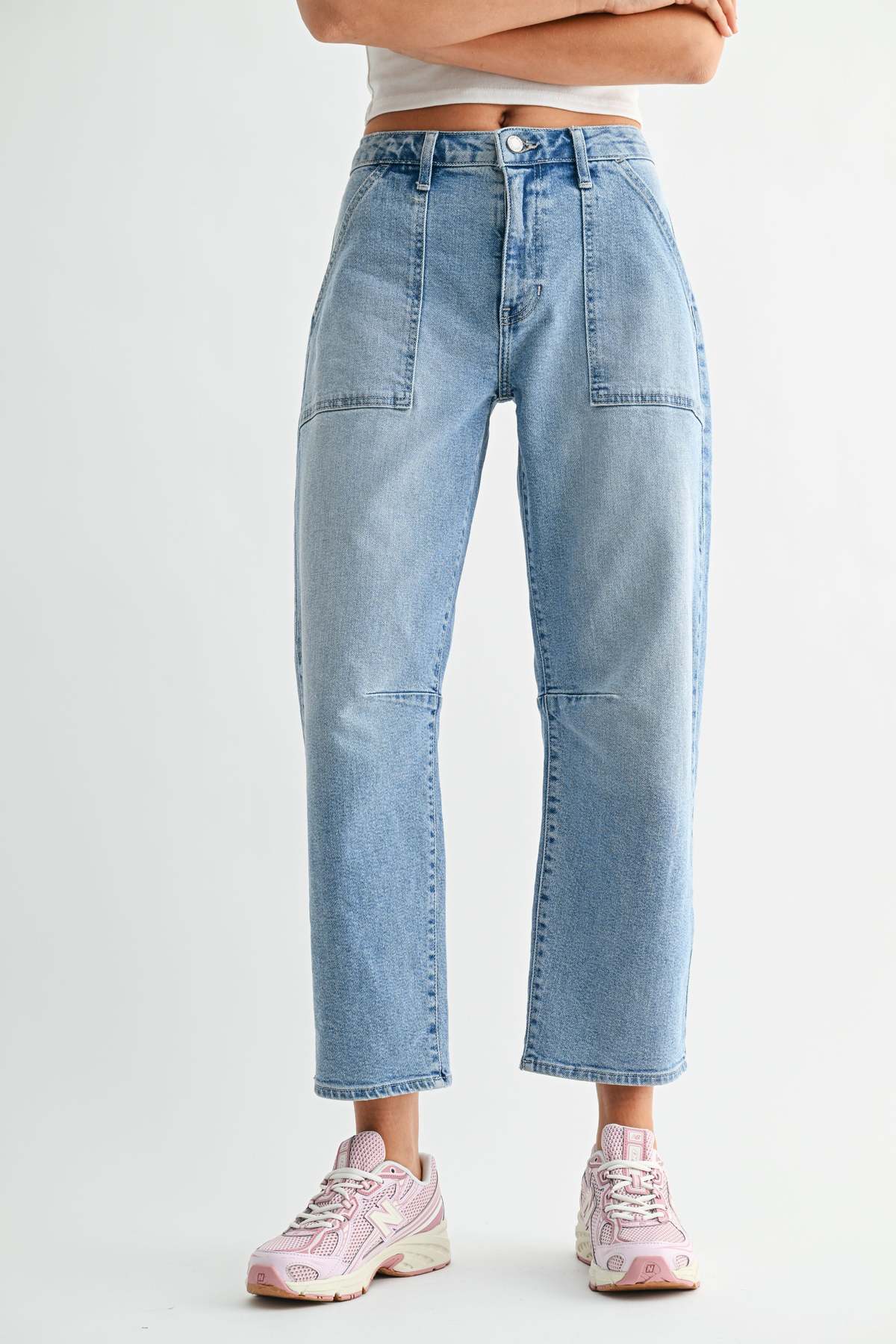 Just Black Denim The Utility Seamed Barrel Jean - Medium Denim - Image 1 of 28