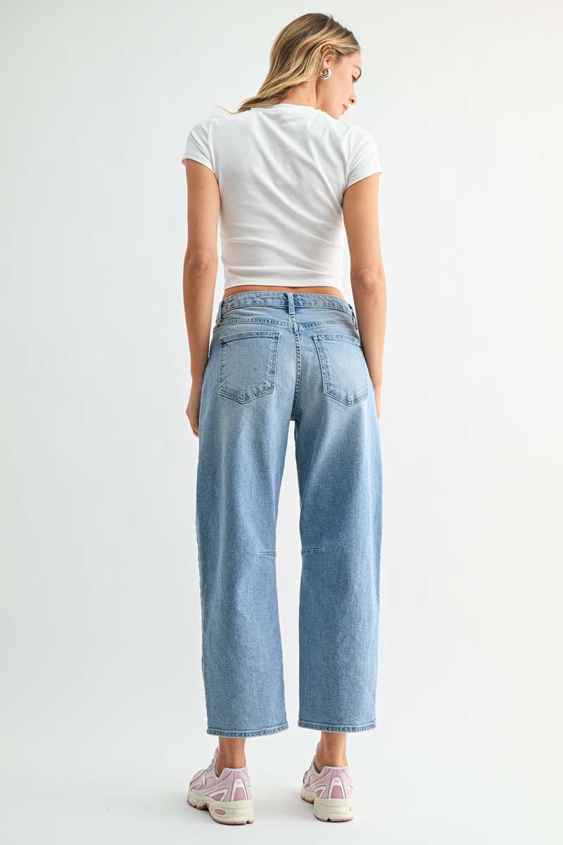 Just Black Denim The Utility Seamed Barrel Jean - Medium Denim