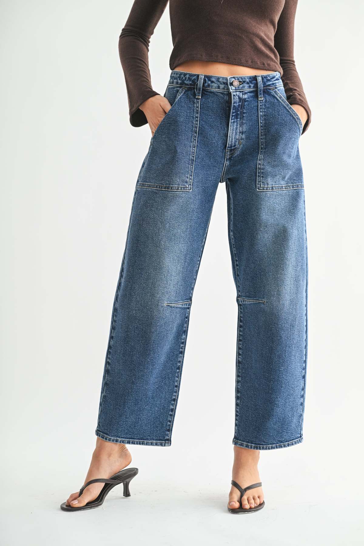 Just Black Denim The Utility Seamed Barrel Jean - Medium Denim - Image 17 of 28