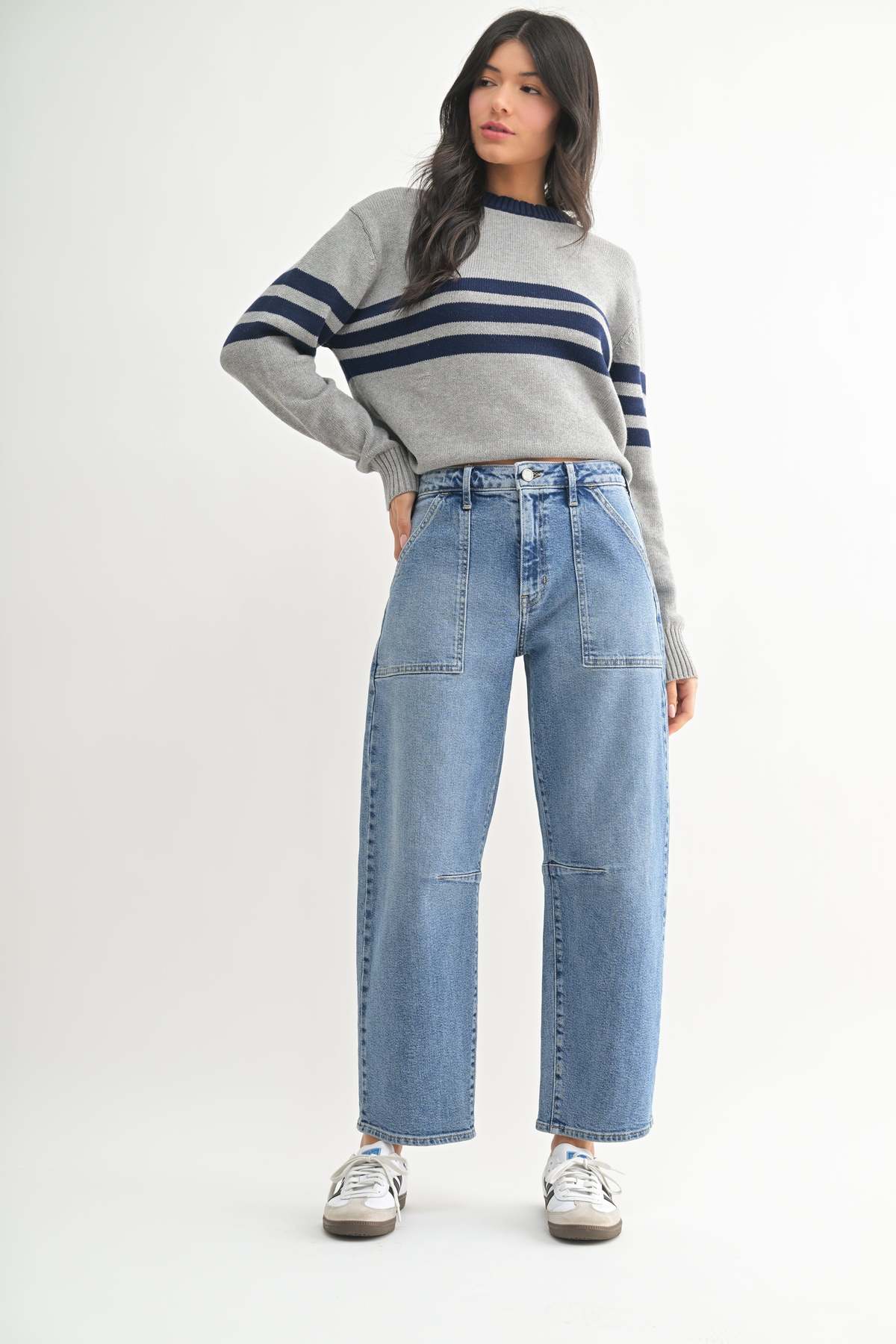 Just Black Denim The Utility Seamed Barrel Jean - Medium Denim - Image 26 of 28