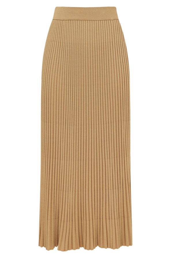 Zimmermann Luna Metallic Midi Skirt - Metallic Gold