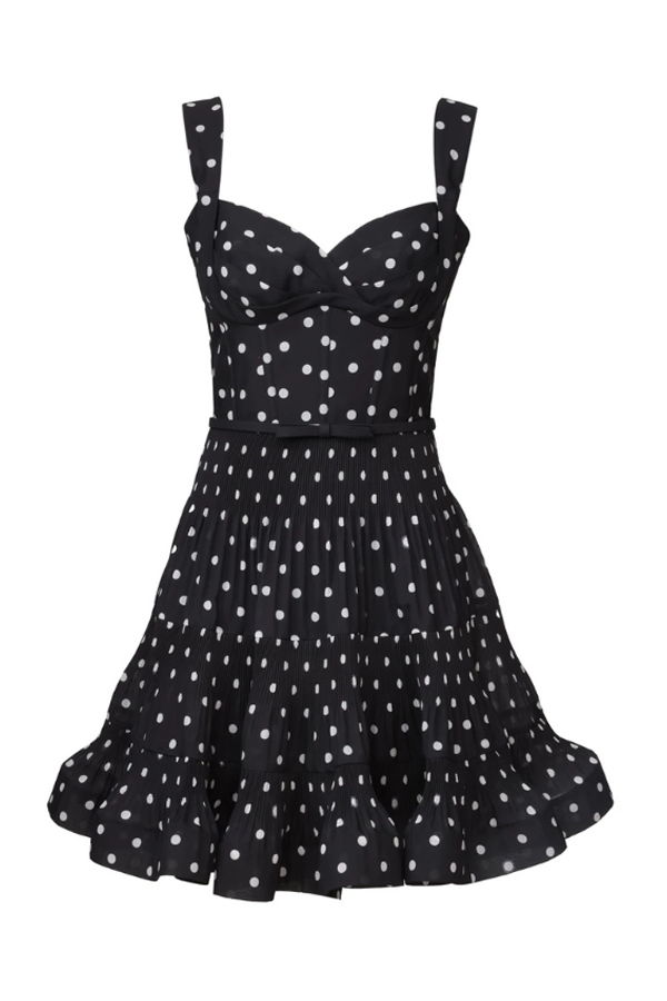Zimmermann Pleated Draped Mini Dress - Black Dot