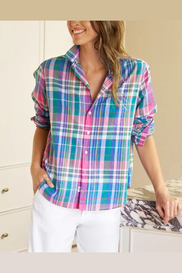 Frank & Eileen Eileen Relaxed Button-Up Shirt - Green / Purple / Orange Plaid