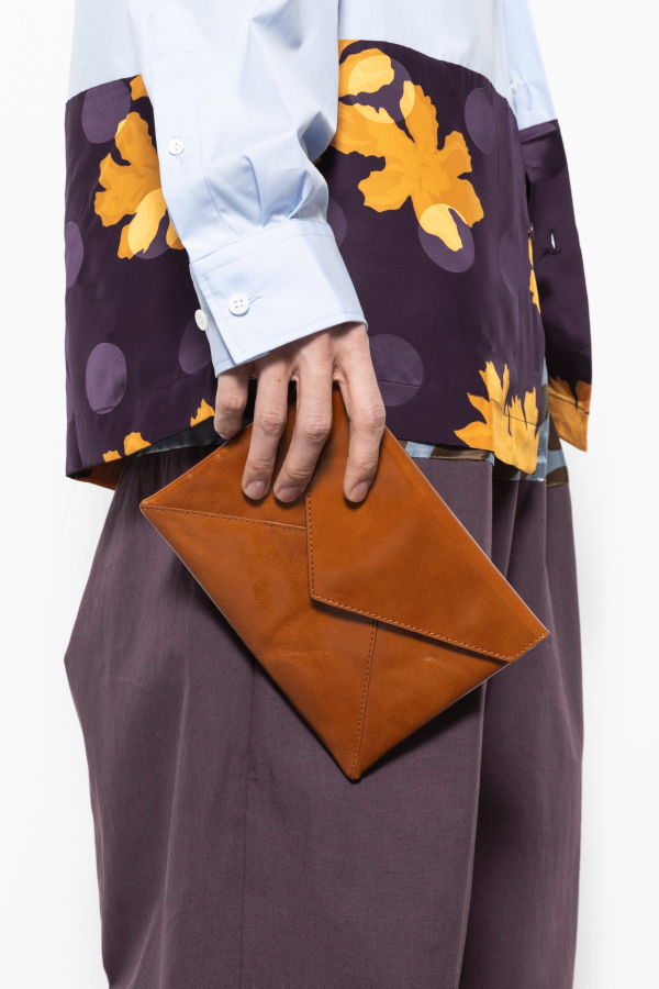 Dries Van Noten Leather Envelope Pouch