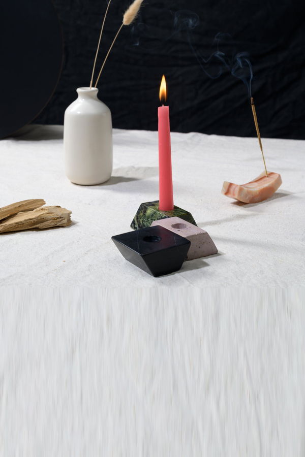 Dar Proyectos Triangle Gemstone Puzzle 3-Piece Candelabra