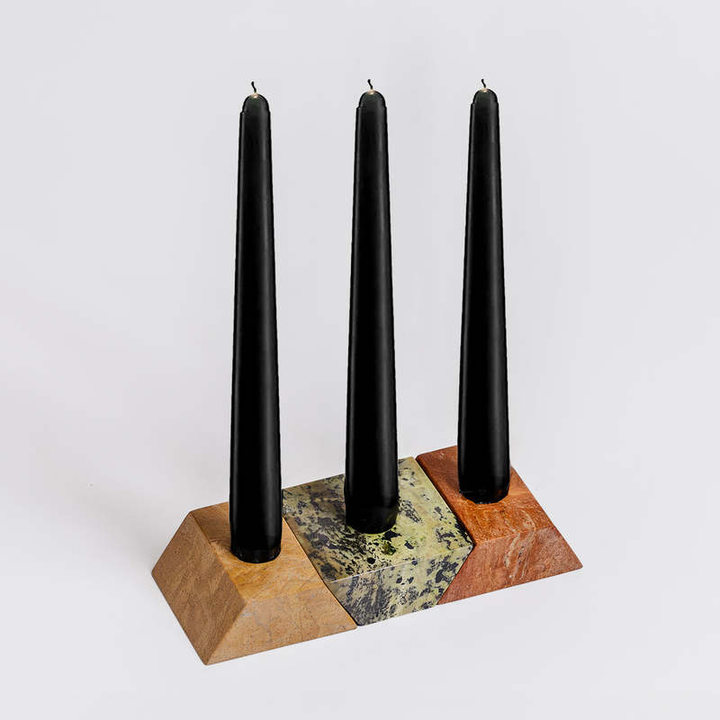 Dar Proyectos Triangle Gemstone Puzzle 3-Piece Candelabra