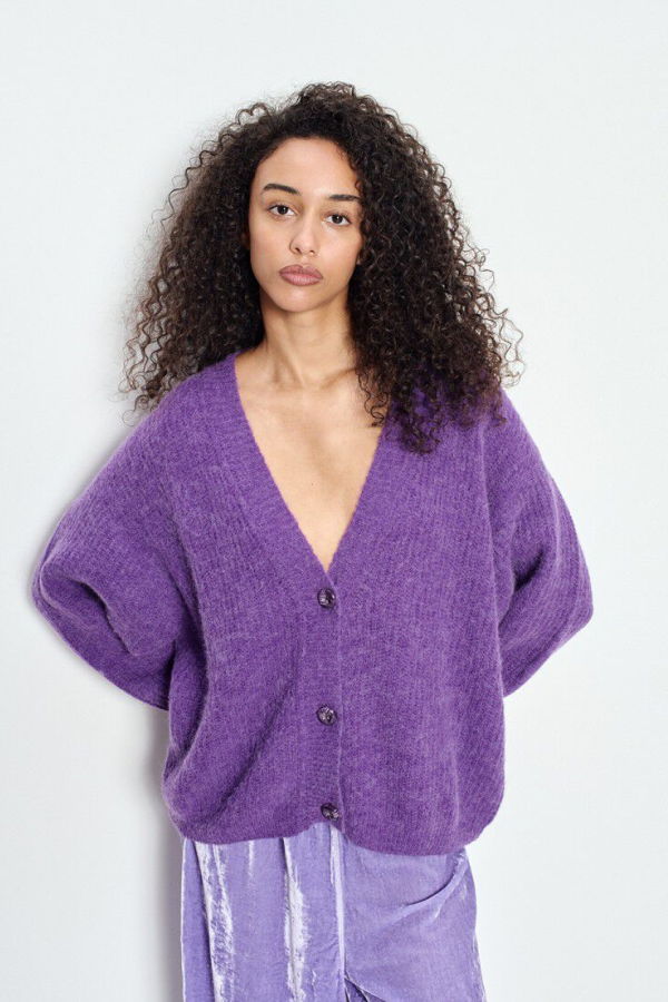 American Vintage East Deep V-Neck Cardigan Sweater - Cosmos
