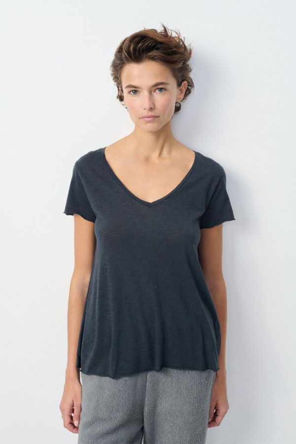 American Vintage Jacksonville Short Sleeve V-Neck T-Shirt - Navy