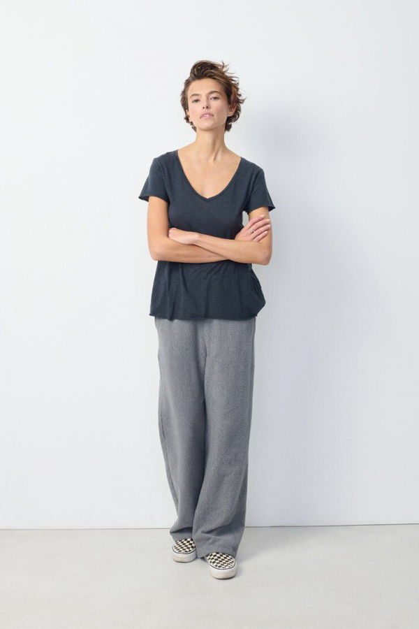 American Vintage Jacksonville Short Sleeve V-Neck T-Shirt - Navy