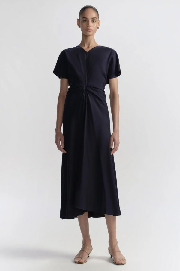 A.L.C. Rem Ruched Midi Dress - Night Blue