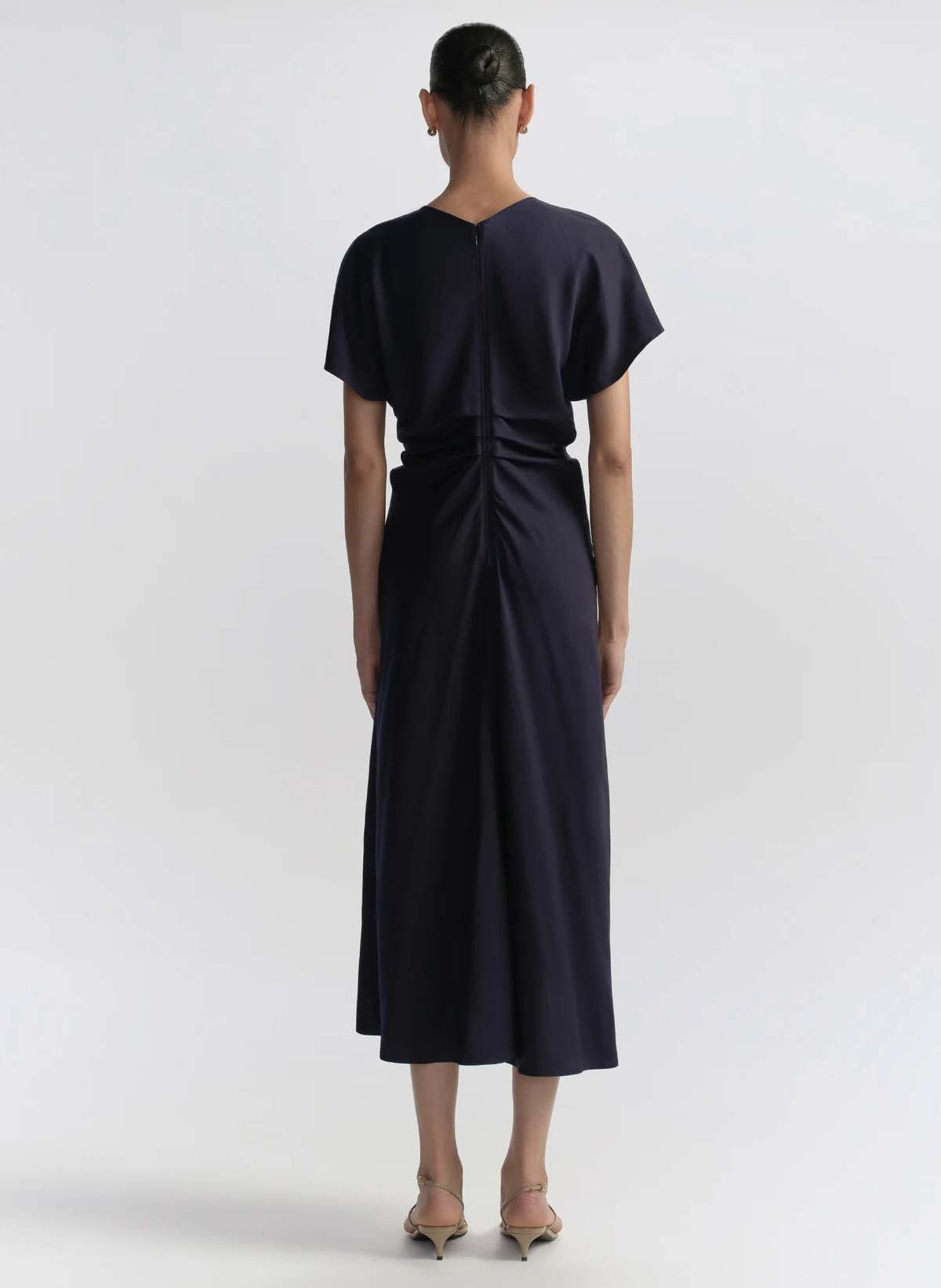 A.L.C. Rem Ruched Midi Dress - Night Blue - Image 3 of 4
