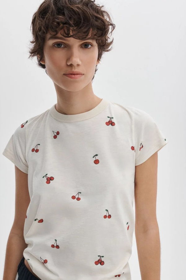 Rag & Bone All Over Cherry Tee - White