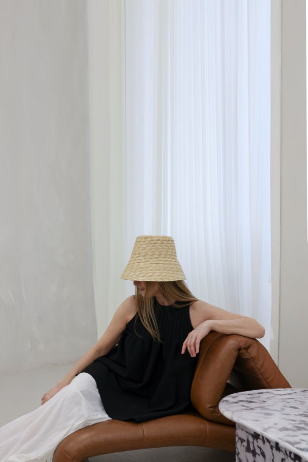 London Atelier Byproduct Black Knitted Halter with Ruffle Top