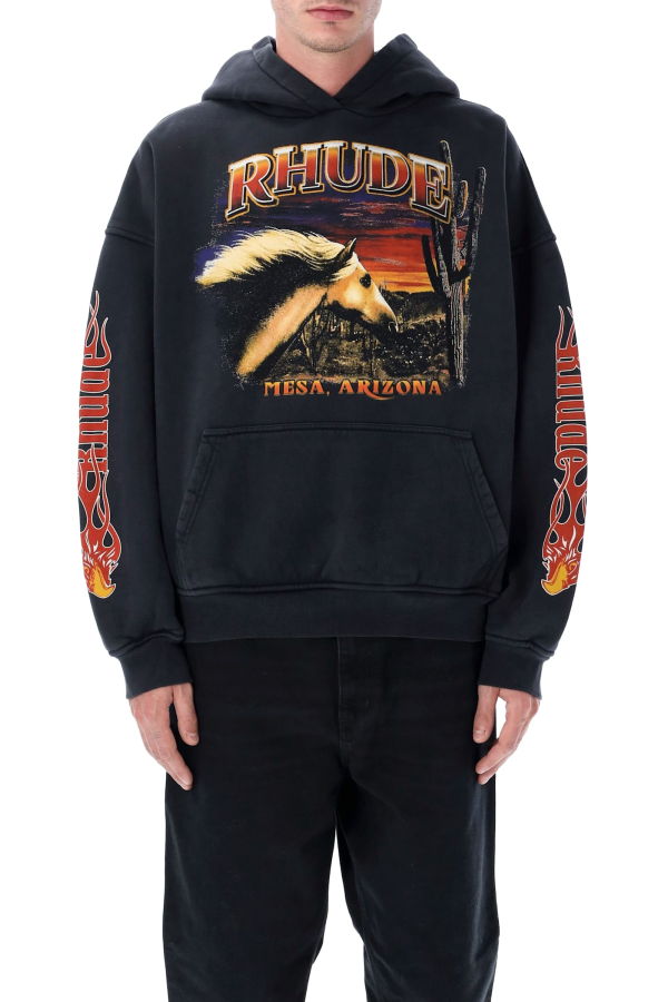 RHUDE Mesa Stallion Graphic Hoodie - Vintage Black
