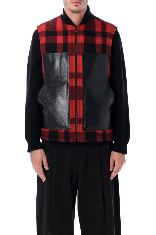 JUNYA WATANABE Red and Black Checked Vest - Red/Black