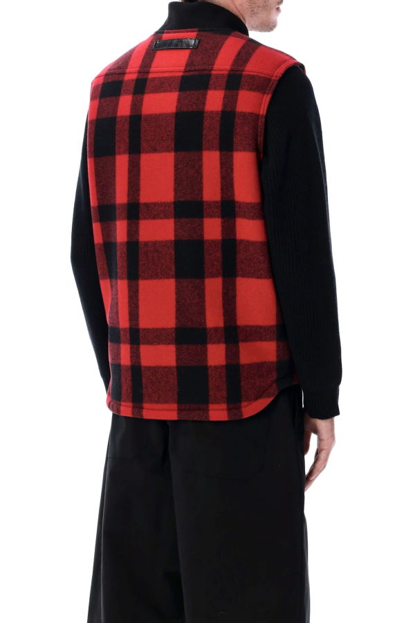 JUNYA WATANABE Red and Black Checked Vest - Red/Black