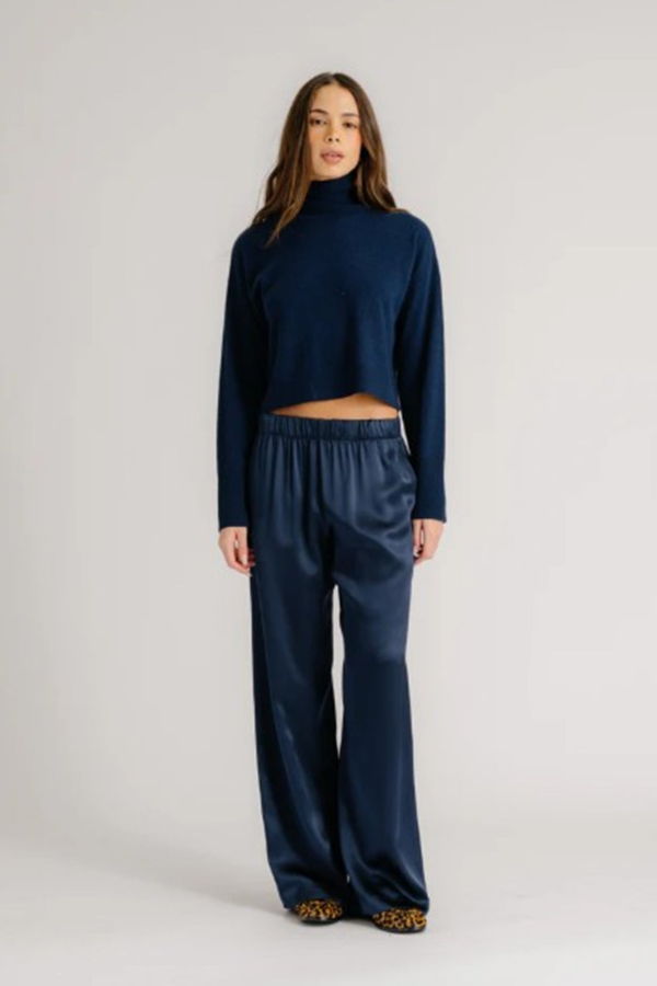 SABLYN Brynn High Rise Pull On Wide Leg Pants - Midnight Navy