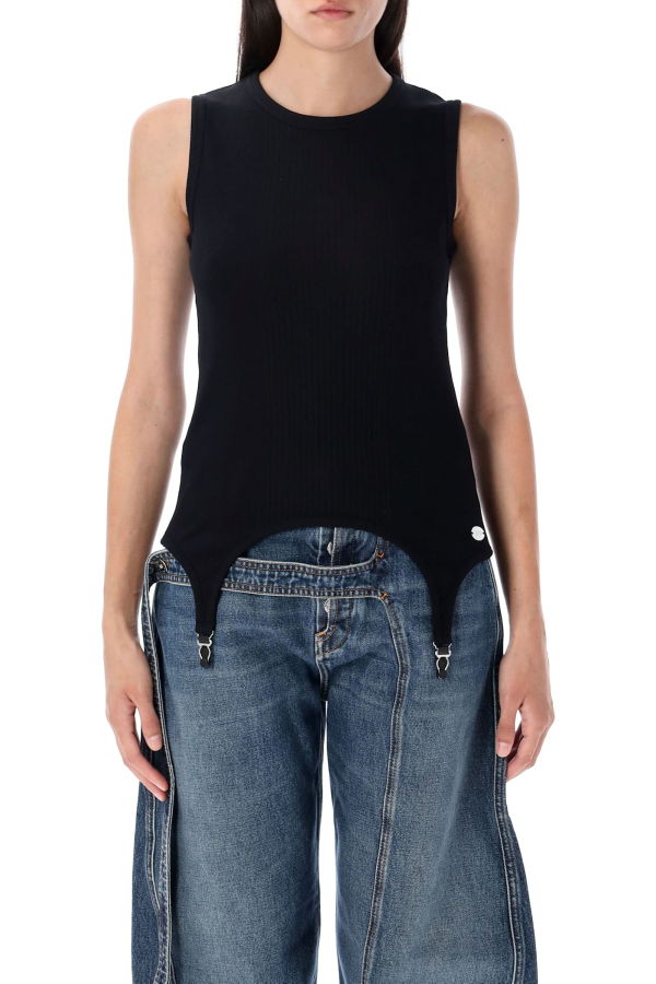 Jean Paul Gaultier Ribbed Lingerie Top - Black