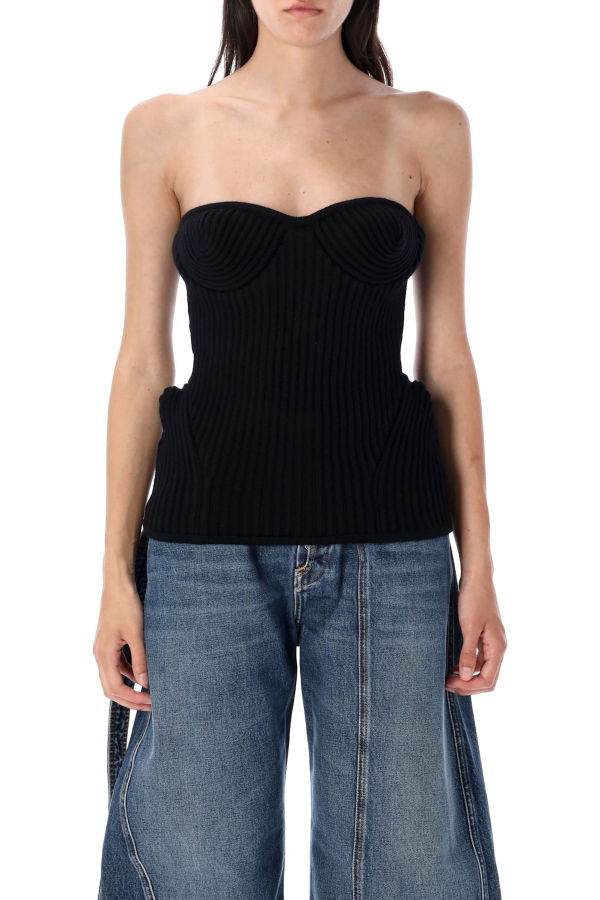 Jean Paul Gaultier Knitted Bustier Top - Black