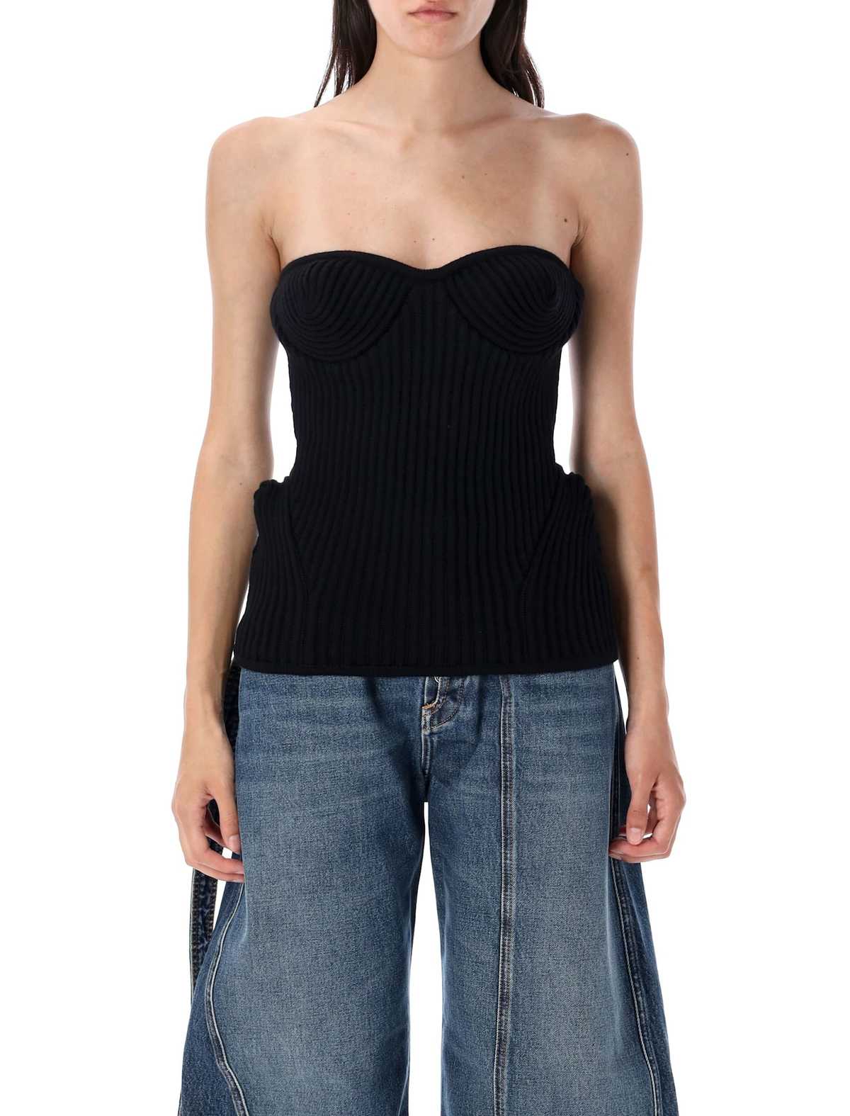 Jean Paul Gaultier Knitted Bustier Top - Black - Image 1 of 3