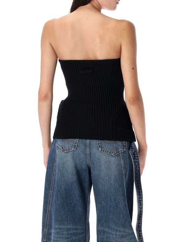 Jean Paul Gaultier Knitted Bustier Top - Black