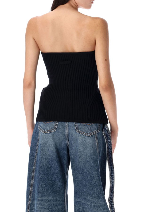 Jean Paul Gaultier Knitted Bustier Top - Black