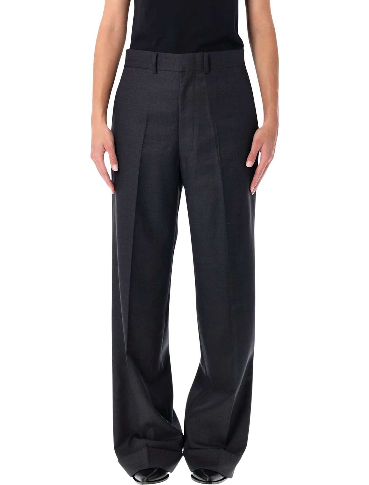 JUNYA WATANABE Wool Wide-Leg Pants - Black Charcoal - Image 1 of 3