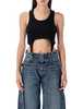 Jean Paul Gaultier Ribbed Lingerie Crop Top - Black - Thumbnail 1