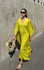 Two Citron v neck caftan - Citron - Thumbnail 2