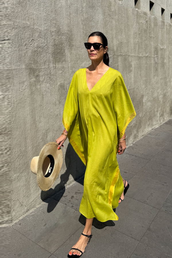 Two Citron v neck caftan - Citron