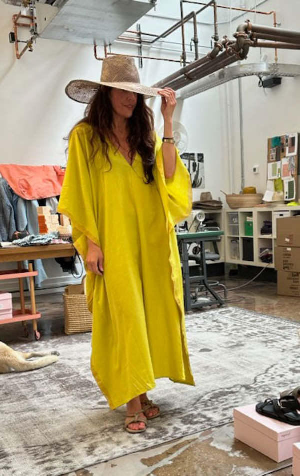Two Citron v neck caftan - Citron